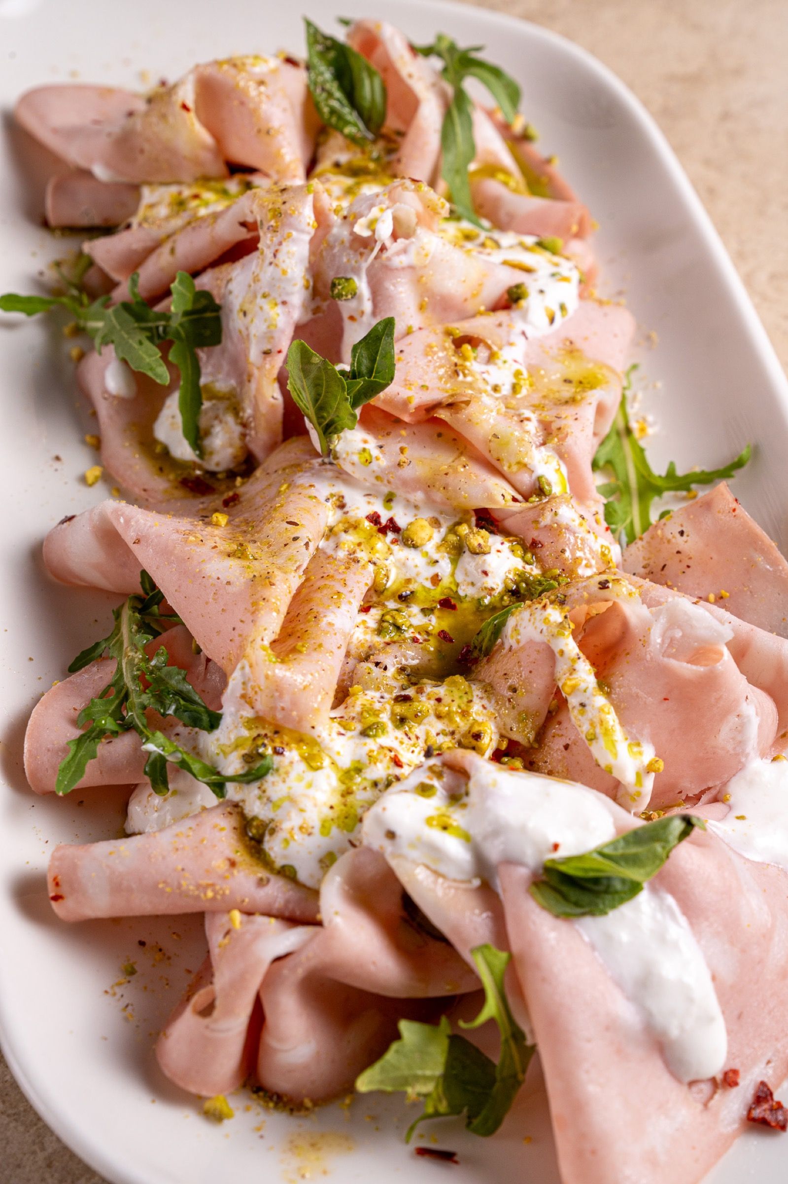 Prosciutto cotto με burrata